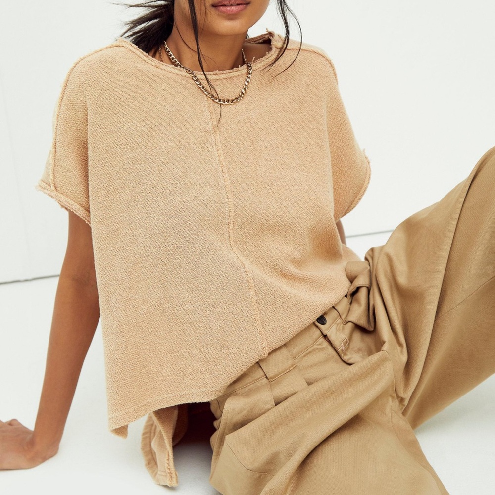 NWT $68 We The Free People XS Marley Muscle Sweatshirt Oversized Hi-Low Top - Picture 2 of 10